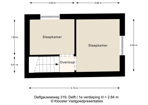 Plattegrond - Delfgauwseweg 319, 2628 ET Delft - Delfgauwseweg 319_1e verdieping.jpg